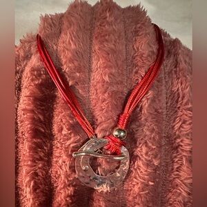 Red and Silver Heart Pendant Necklace